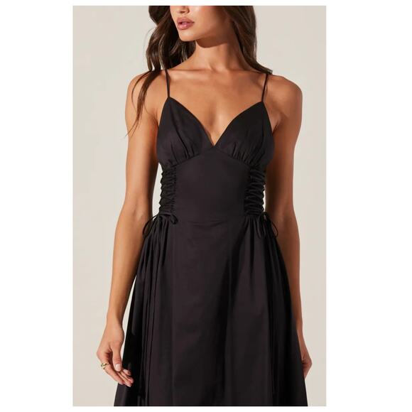 NWT ASTR the Label Lace-Up Cotton Poplin Midi Dress Size Small - Picture 3 of 13